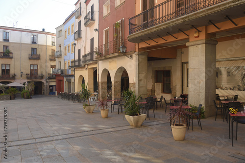 Els Homes square, old town of Castello d’Empuries, Girona province, Catalonia, Spain photo