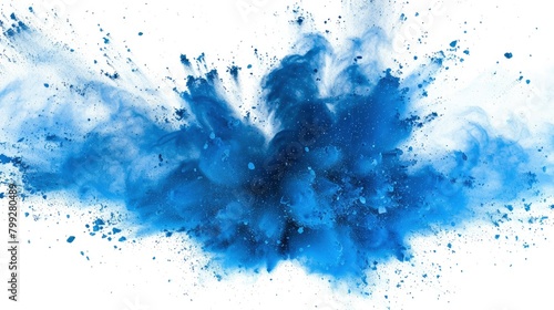 Blue powder splash explosion on white background