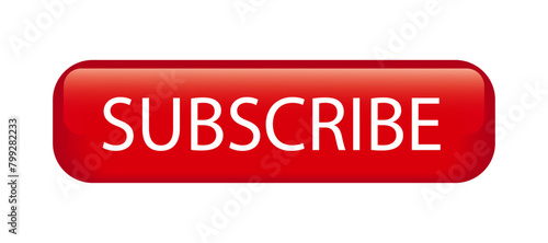 Red subscribe button isolated on transparent or white background, vector illustration
