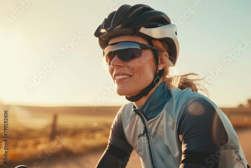 Recovery, cycling, and fitness with a woman in nature portrait for sports cardio and training. Health, relaxation, and thinking with female cyclists exercising, enduring, and challenging.