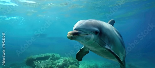 Dolphins swimming under clear sea water © BISMILAH