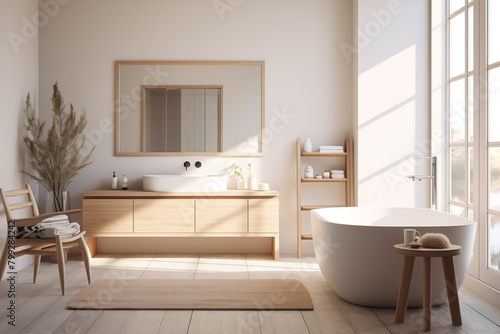 Interior bathroom in the Scandinavian design.