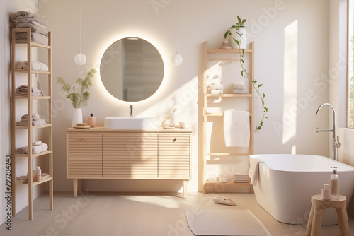 Interior bathroom in the Scandinavian design.