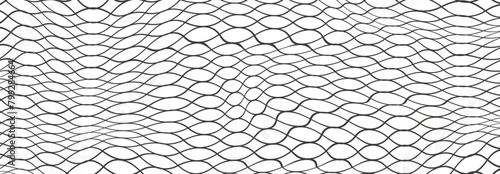 Illustration of a black fishing or football net.Checkered wavy background in doodle style.