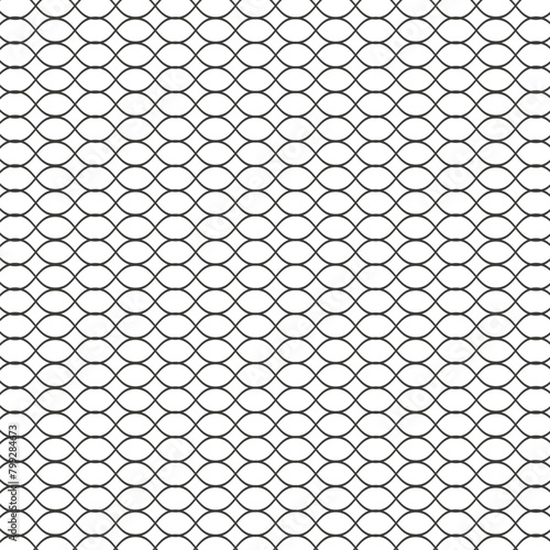 Illustration of a black fishing or football net.Checkered wavy background in doodle style.