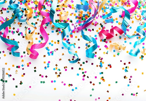Colorful Confetti and Streamers Background for Celebratory Events