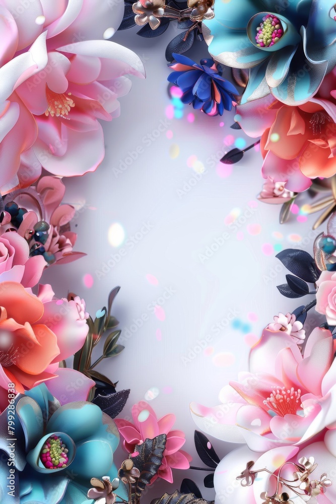 Assorted Flowers on White Background Assorted Flowers on White Background