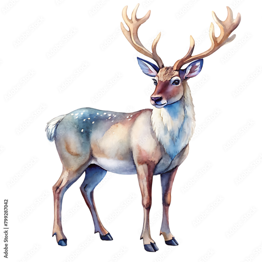 Obraz premium There is a deer that is standing in the watercolor