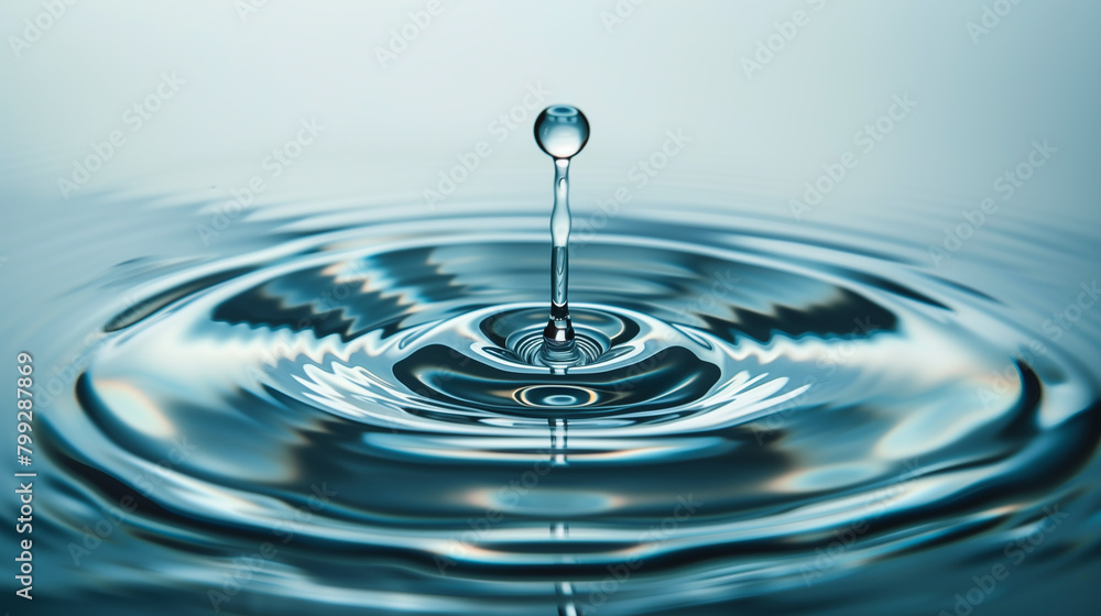 Photo of a water drop into a larger puddle of water. For use in professional slideshows, presentations, marketing materials, etc. Created with Generative AI technology Photo of a water drop into a larger puddle of water. For use in professional slideshows, presentations, marketing materials, etc. Created with Generative AI technology