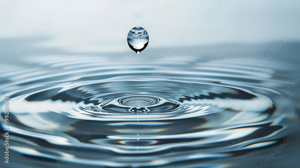 Photo of a water drop into a larger puddle of water. For use in professional slideshows, presentations, marketing materials, etc. Created with Generative AI technology Photo of a water drop into a larger puddle of water. For use in professional slideshows, presentations, marketing materials, etc. Created with Generative AI technology