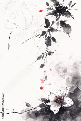 Painting of Flowers on a White Background
