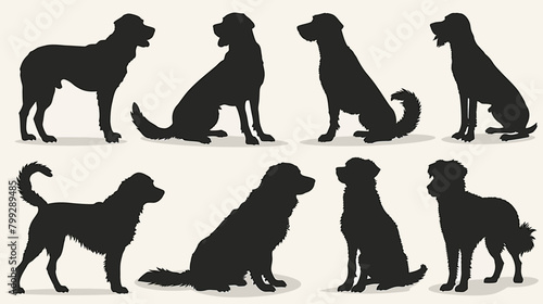 a set of silhouettes of dogs sitting and standing photo