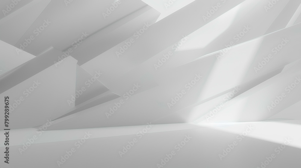 Abstract White Architecture Design Background. 3d Render Illustration of Modern Geometric Building