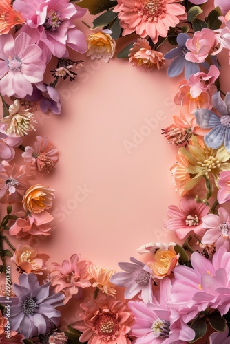 Pink Background With Bunch of Flowers