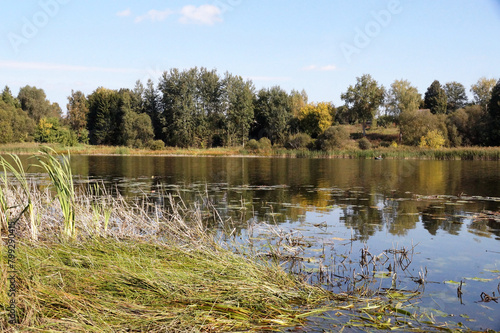 The picturesque bank of the Bystraya River in Belarus