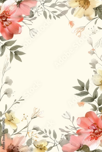 Flower Frame on White Background