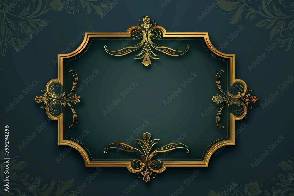 Green and Gold Background With Gold Frame Green and Gold Background With Gold Frame