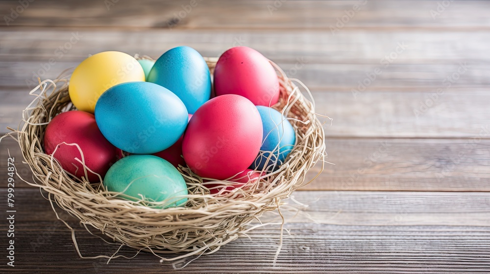 Celebrate Easter in style! This charming photo captures a basket filled with meticulously crafted eggs, adding a touch of elegance to any table