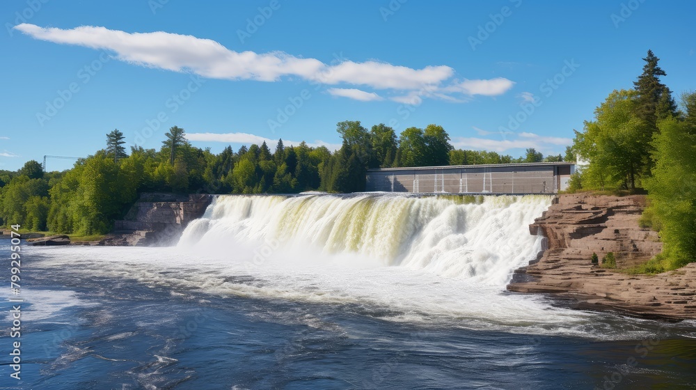 The sun setting behind a hydroelectric dam, symbolizing the transition to a greener future powered by renewable energy sources The sun setting behind a hydroelectric dam, symbolizing the transition to a greener future powered by renewable energy sources