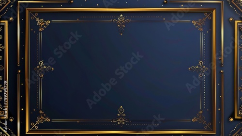 Blue and Gold Frame With Gold Border