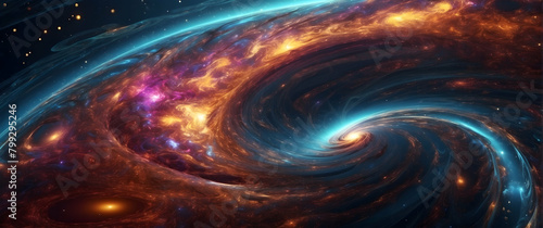 This stunning image captures the swirling essence of a spiral galaxy, alive with brilliant hues and cosmic wonder