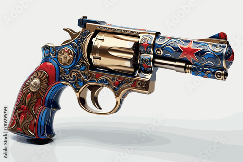 British flintlock isolated on grey background. 3d rendering - illustration