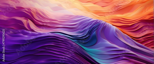 Vibrant, abstract design with flowing waves of purple, orange, and blue, ideal for creative and dynamic backgrounds