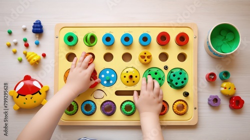 Wallpaper Mural Tiny fingers grasp colorful blocks, enhancing fine motor skills and sensory exploration Torontodigital.ca