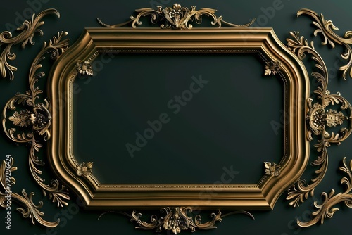 Ornate Gold Frame With Green Background