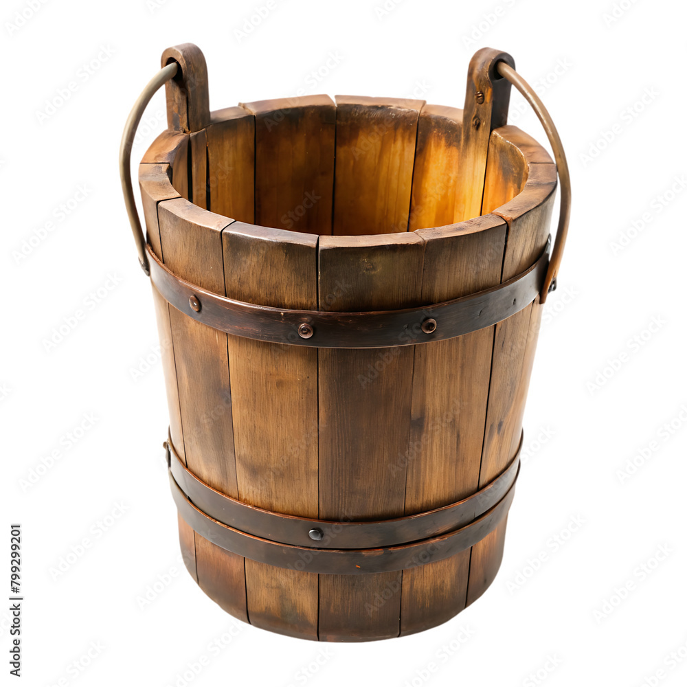 Fototapeta premium Old weathered barrel standing upright on a transparent background