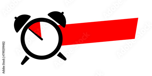 Clock with empty red ribbon, stopwatch, last chance, running out of time vector illustration © KR Studio