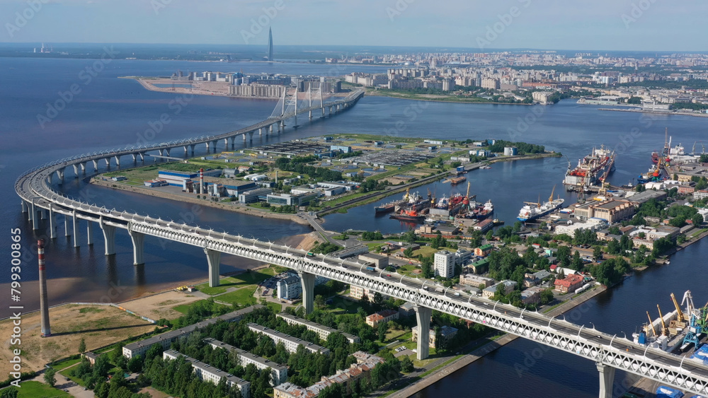 Naklejka premium Aerial view of St. Petersburg city