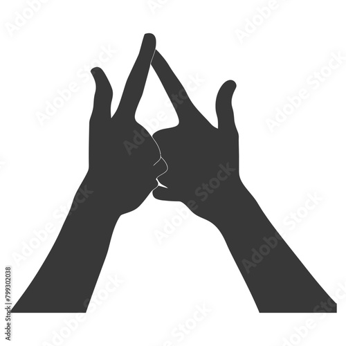 Silhouette Joining Hands holding in Harmony and Peace Between Races