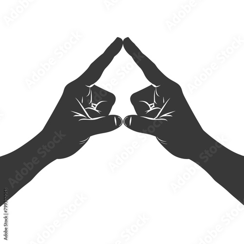 Silhouette Joining Hands holding in Harmony and Peace Between Races