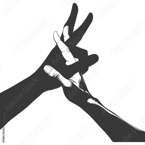 Silhouette Joining Hands holding in Harmony and Peace Between Races