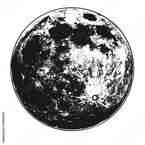 Monochrome illustration of the moon.