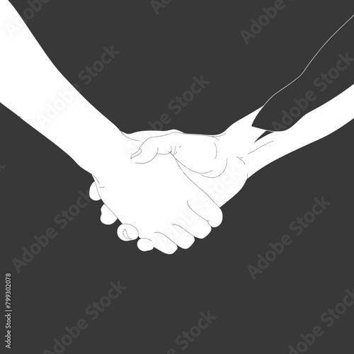 Silhouette Joining Hands holding in Harmony and Peace Between Races