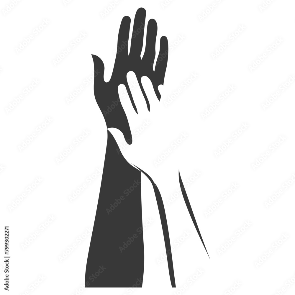 Silhouette Joining Hands holding in Harmony and Peace Between Races Silhouette Joining Hands holding in Harmony and Peace Between Races