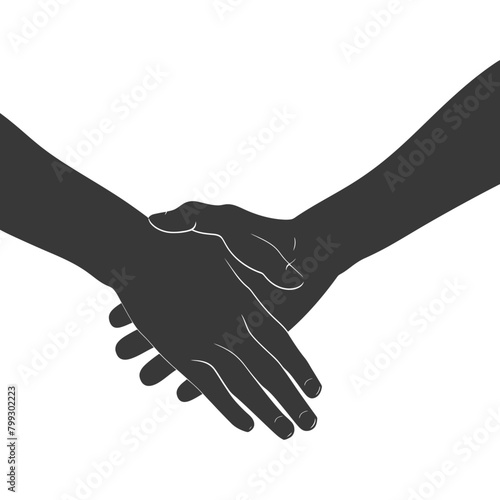 Silhouette Joining Hands holding in Harmony and Peace Between Races