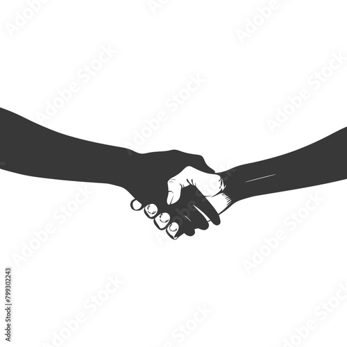 Silhouette Joining Hands holding in Harmony and Peace Between Races