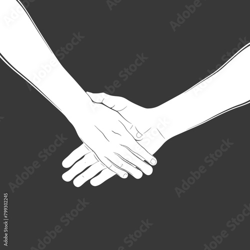 Silhouette Joining Hands holding in Harmony and Peace Between Races
