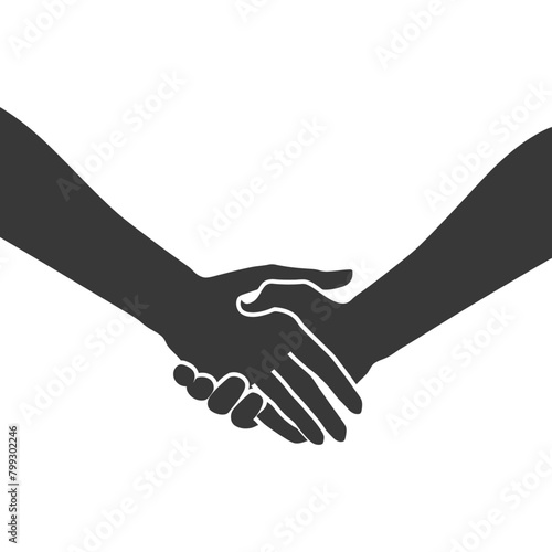 Silhouette Joining Hands holding in Harmony and Peace Between Races