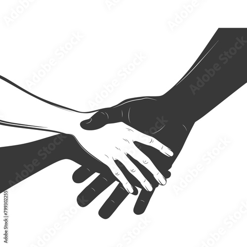 Silhouette Joining Hands holding in Harmony and Peace Between Races