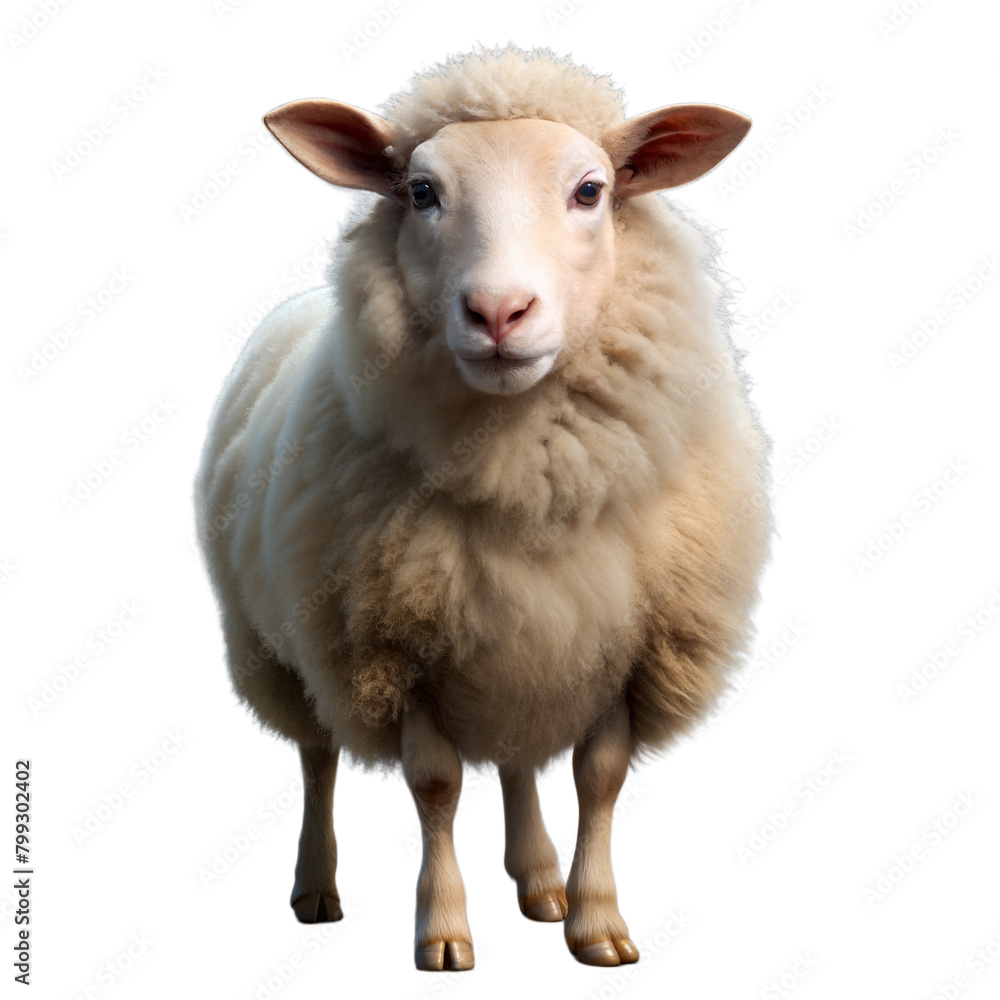 Fototapeta premium Curious sheep standing with transparent background