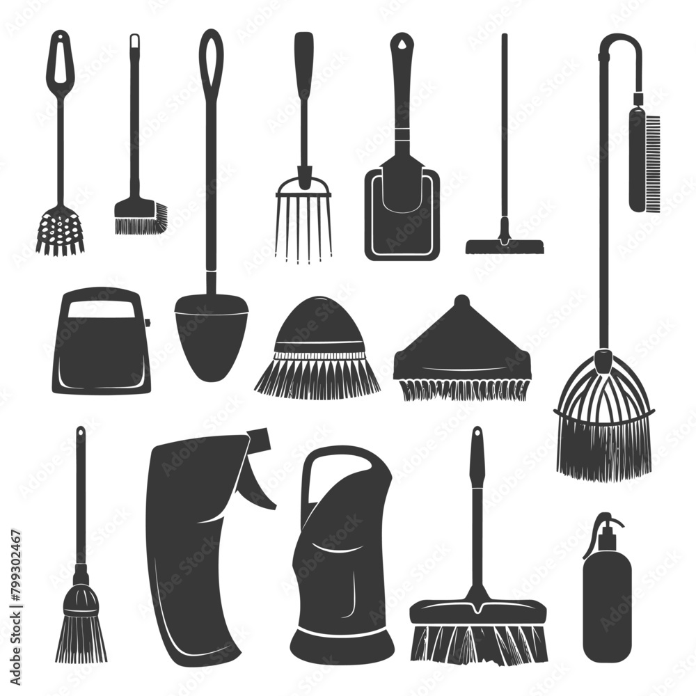 Naklejka premium Silhouette home cleaning equipment black color only