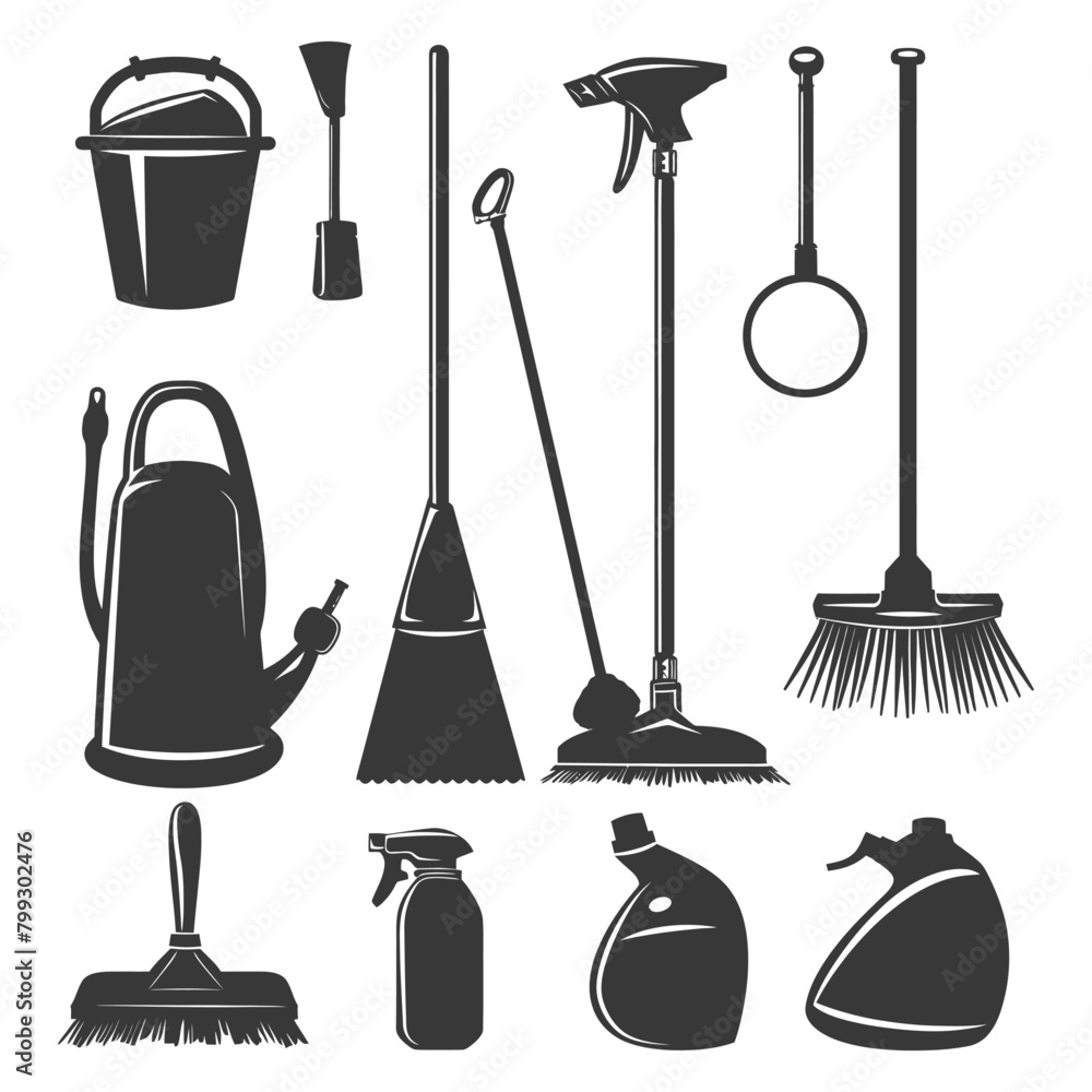 Naklejka premium Silhouette home cleaning equipment black color only
