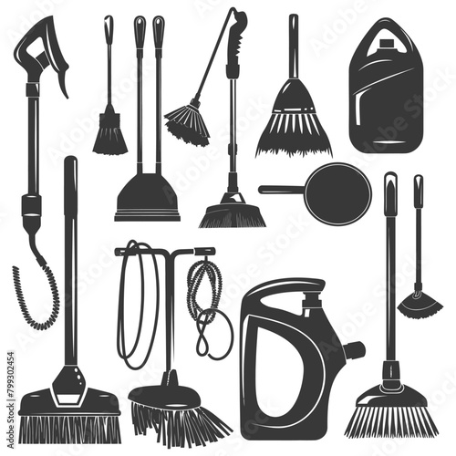 Silhouette home cleaning equipment black color only