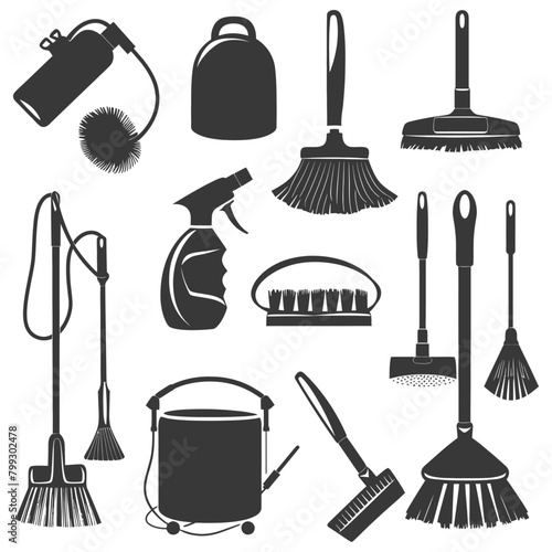 Silhouette home cleaning equipment black color only