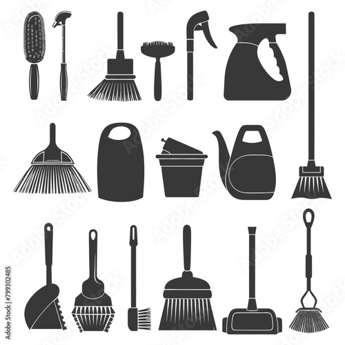 Silhouette home cleaning equipment black color only
