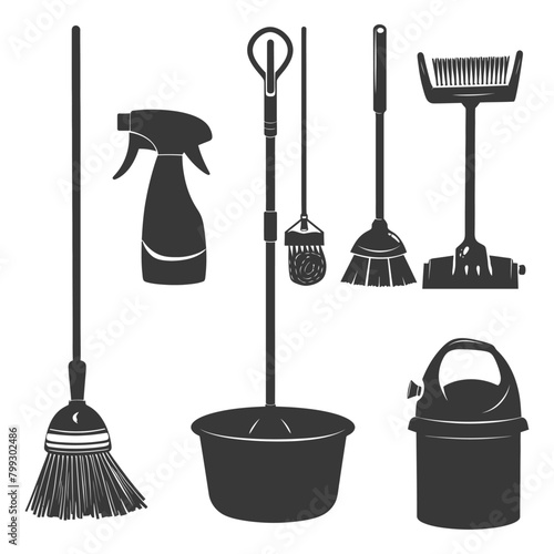 Silhouette home cleaning equipment black color only